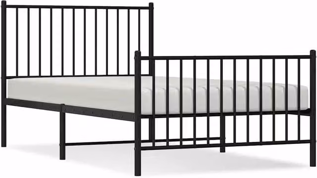 Berkfield Home Metal Bed Frame with Headboard and Footboard in Black W/D/H: 100 x 190 cm – 1