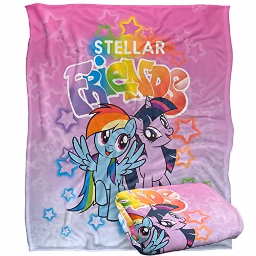 LOGOVISION My Little Pony Stellar Friends Silky Touch Super Soft Microfibre Fleece Throw Blanket, White and Multicolour, W: 152 cm, D: 127 cm – 1