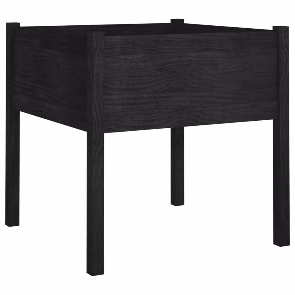 Berkfield Home Garden Planter Set of 2, Black Solid Pinewood, W/D/H: 70 x 70 x 70 cm – 4