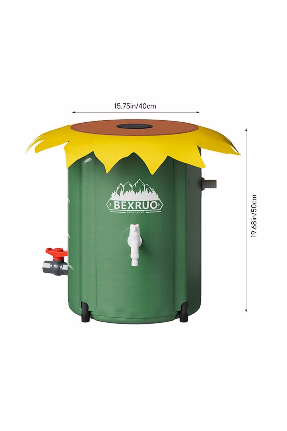 Living and Home 50L Collapsible Rain Barrel with Spigot and Overflow in Green – 4