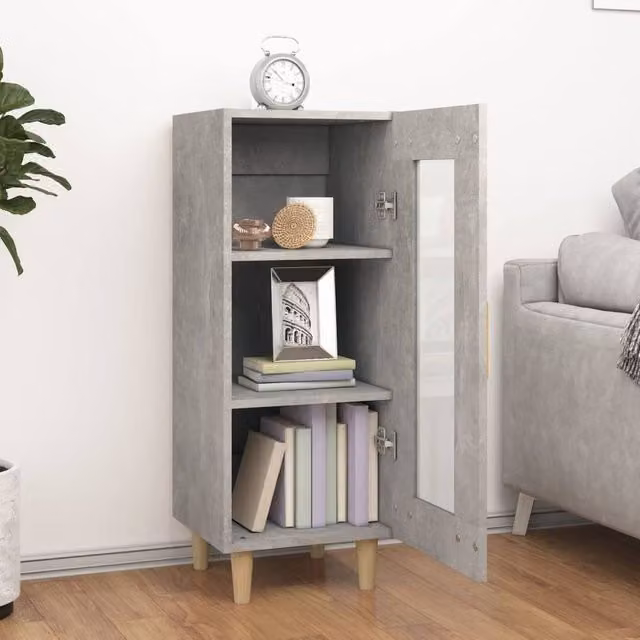 Berkfield Home Sideboard in Concrete Grey, W/D/H: 34.5 x 34 x 90 cm – 1