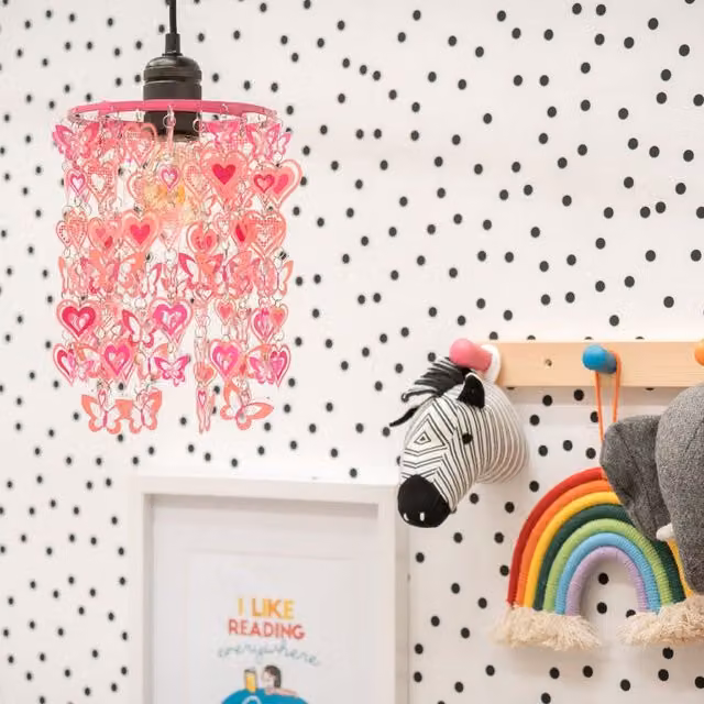 ValueLights Pink Droplet Childrens Ceiling Pendant Light Shade – 1