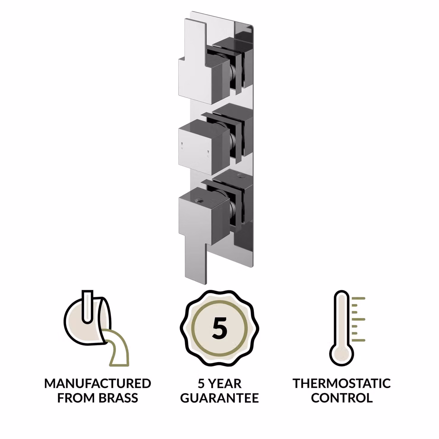 Balterley Triple Concealed Thermostatic Shower Valve with Lever Handles in Silver Chrome, 230mm – 2