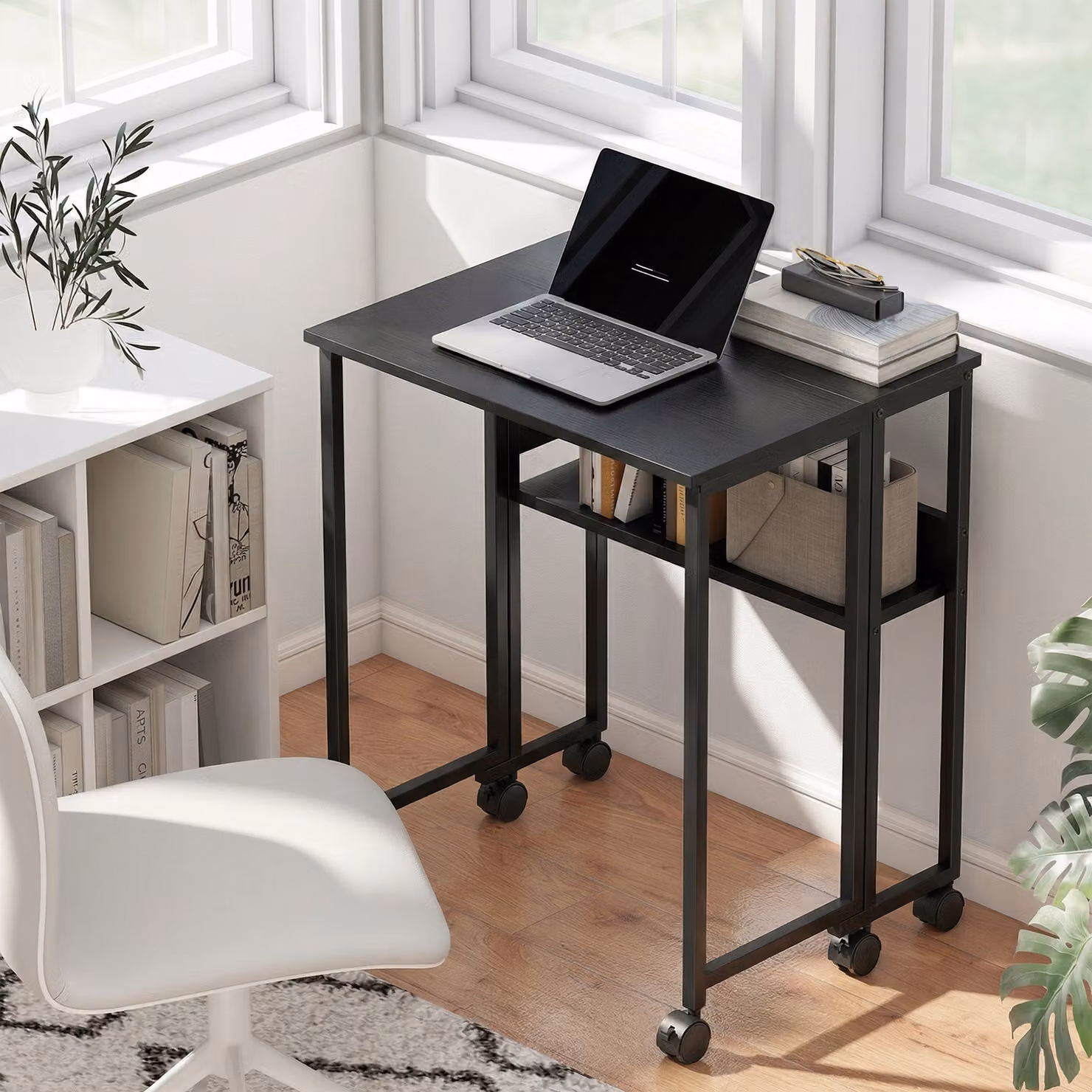 HOMCOM Black Drop Leaf Writing Desk for Home Office – 2