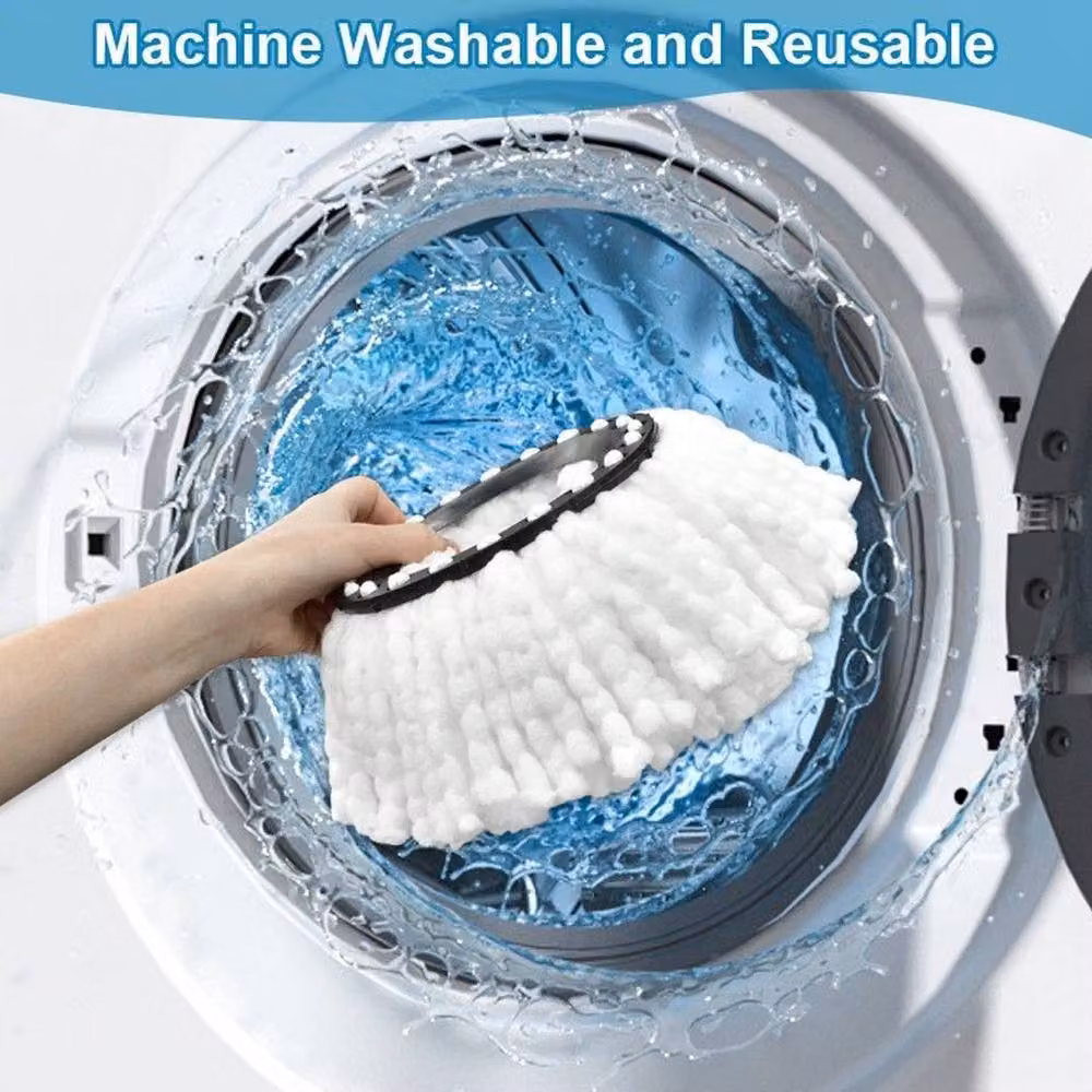 NESTLUNE 4-Piece White Microfiber 360 Degree Mop Head Refill Replacement – 2