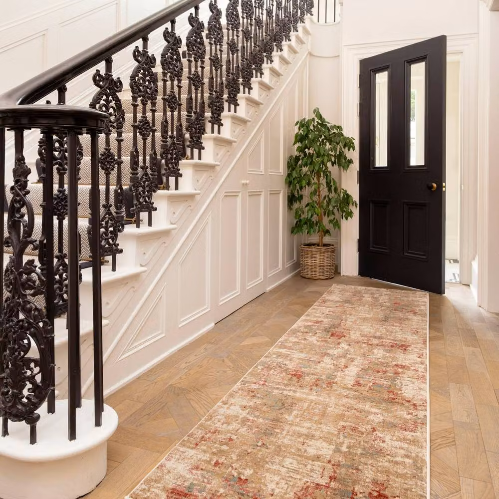 Kukoon Beige Distressed Abstract Soft Pile Living Room Area Rug W: 120 cm, D: 170 cm – 3
