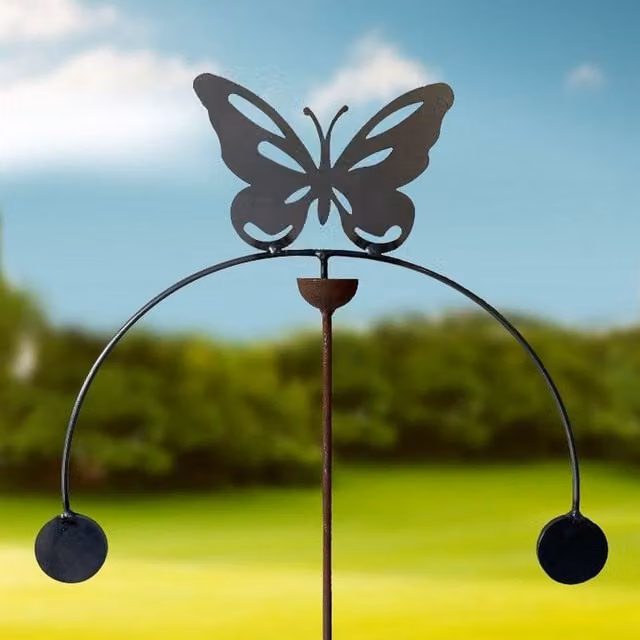 Poppyforge Butterfly Wind Rocker Double Steel Wind Rocker in Black, W54 x H148.5 cm