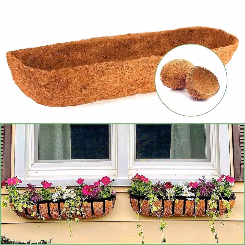 FLAVORA Brown Preformed Coir Liner Window Box Planter Insert for Ornamental Gardens, Width: 91.44 cm – 2