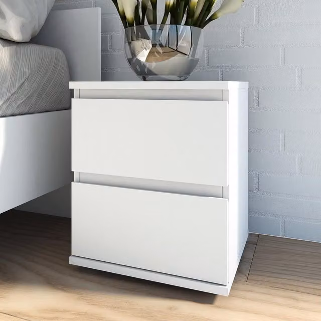 Furniture To Go Nova 2-Drawer Bedside Table in White