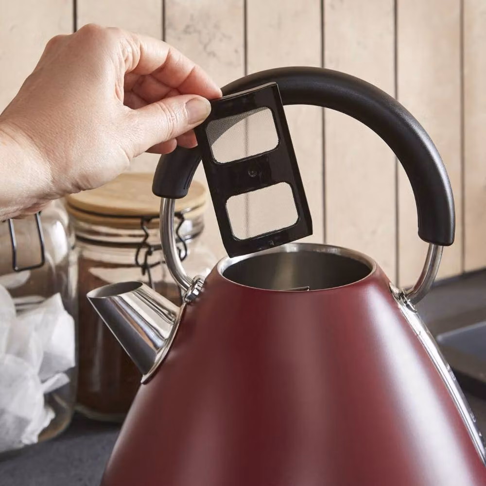 Morphy Richards Accents Pyramid Kettle in Red and Silver with Limescale Filter – 7