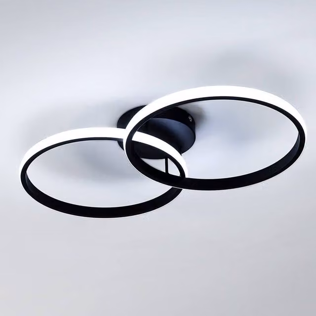 Pheashine Black Intertwined Double Ring LED Ceiling Light, 42W, 6500K Cool White