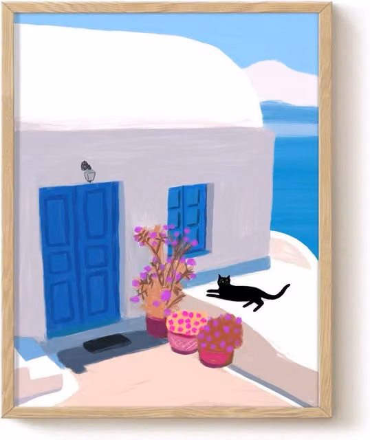 The Paper Tail Black Cat Bathing Travel Print, Multicolour, A5 – 1