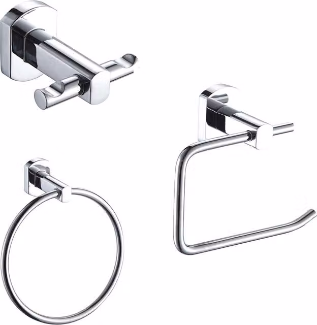 Showerdrape Admiralty 3 Piece Wall Mounted Bathroom Accessory Set in Silver Stainless Steel