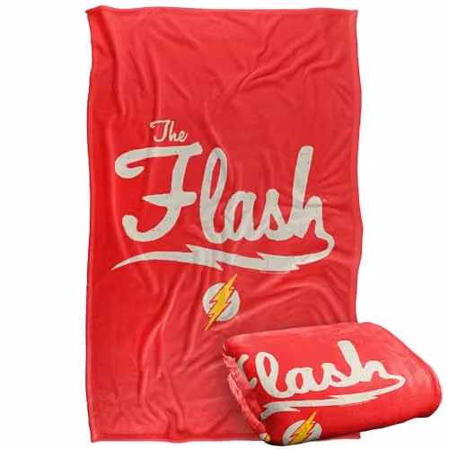 Warner Bros. Justice League Old School Flash Super Soft Fleece Throw Blanket, Multicolour, W: 91.44 cm x D: 147 cm