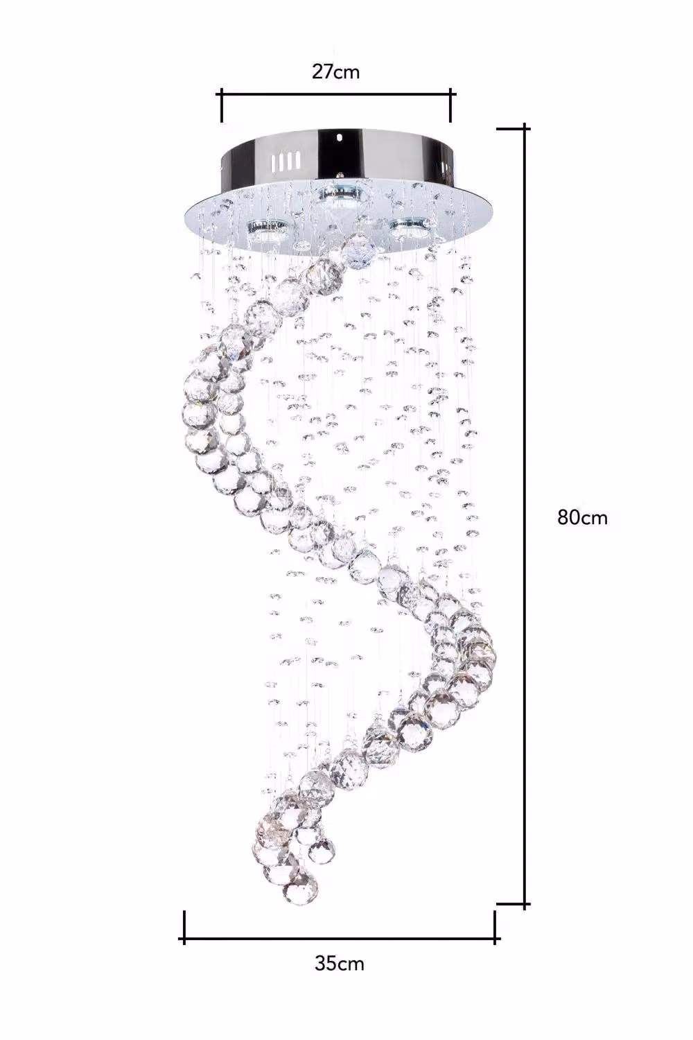 BHS Lighting Abyss Flush Ceiling Light in Chrome and Silver with Crystal and Glass Details – 3