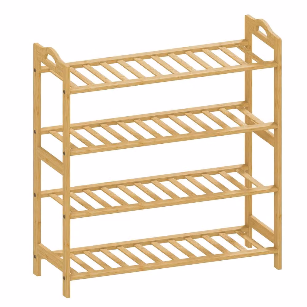 Wyld Haus Dicove 4 Tier Freestanding Bamboo Shoe Rack in Natural Wood Finish – 2