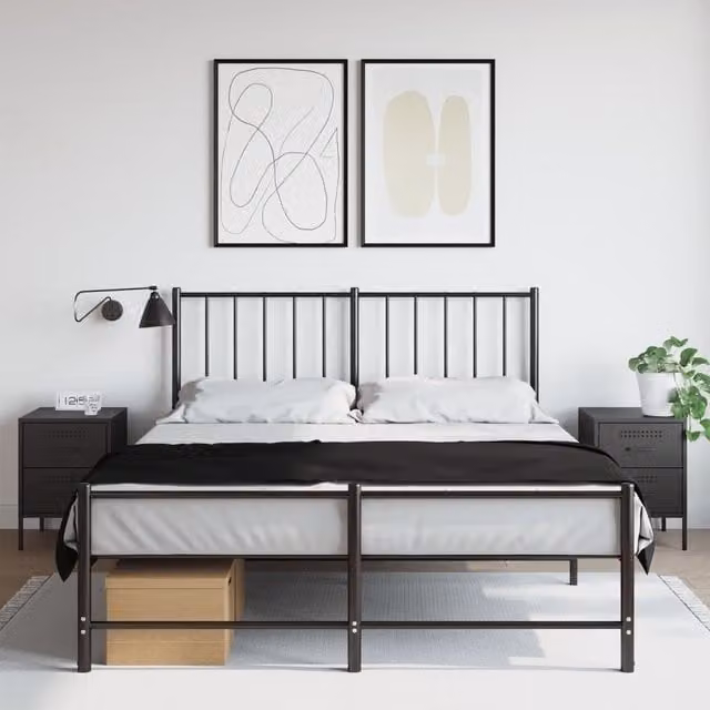 Berkfield Home Set of 2 Black Industrial Metal Bedside Cabinets, W/D/H: 36 x 39 x 50.5 cm