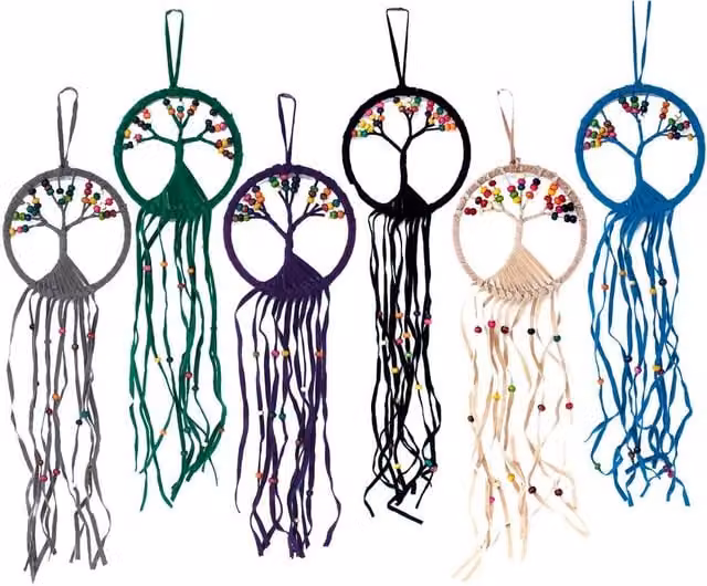 KDMD Tree of Life Dreamcatcher Set of 6, Multicolour, Diameter: 12 cm