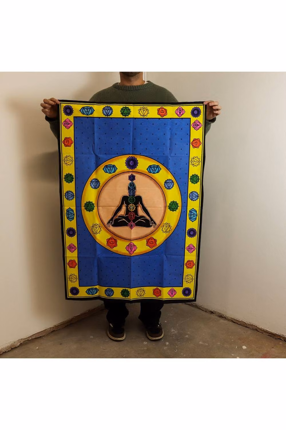 KDMD Chakra Fibrant Cotton Textile Wall Hanging, Multicolour Mandala Portrait, W: 70 cm, H: 110 cm – 2
