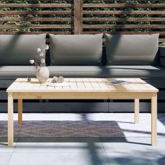 Berkfield Home Garden Table in Solid Pine Wood, Beige, W: 121 cm, D: 82.5 cm, H: 45 cm – 1