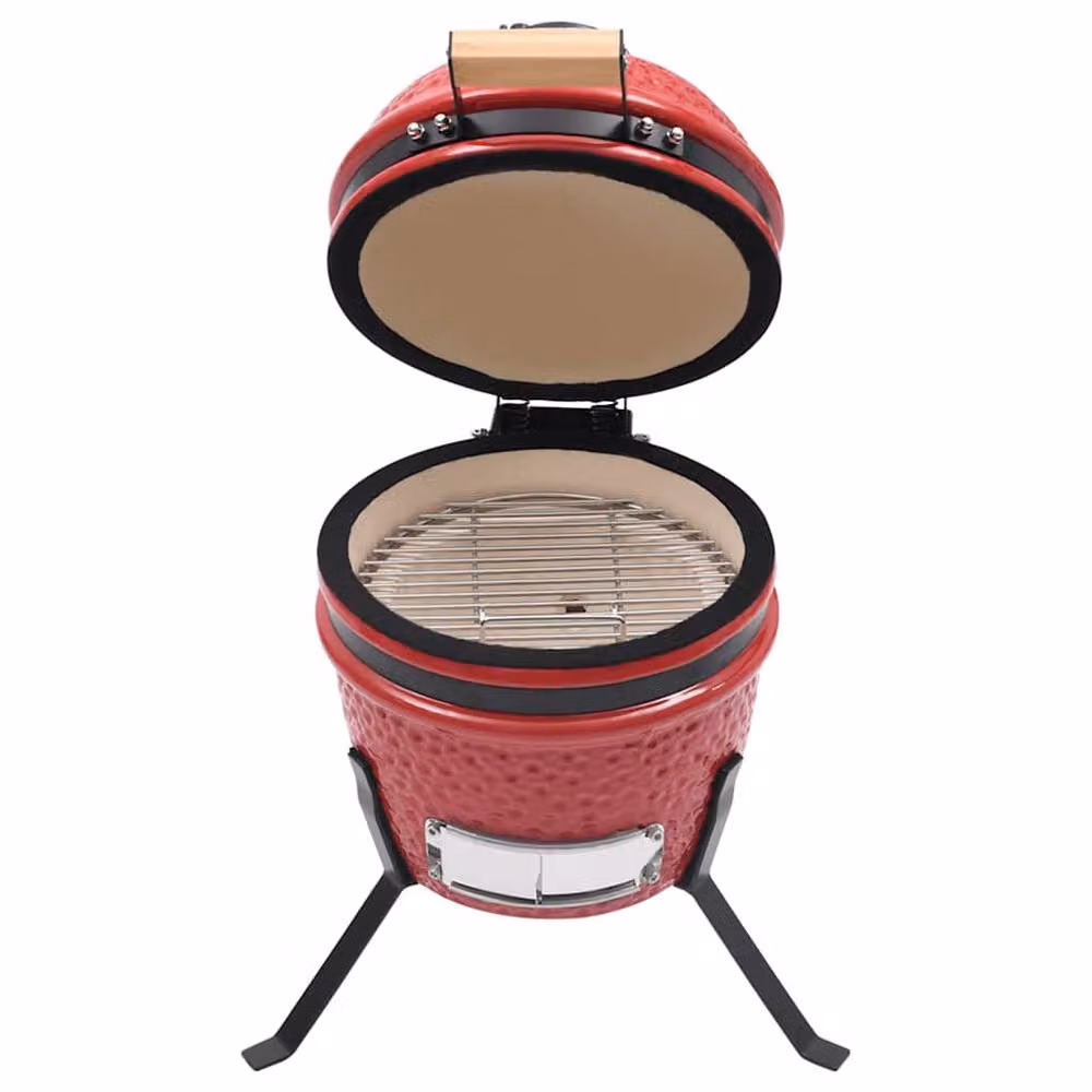 Berkfield Home 2-in-1 Kamado Ceramic Barbecue Grill and Smoker in Red, 56 cm – 2