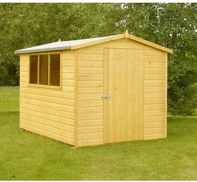 Shires Lewis Handmade Wooden Garden Shed in Brown, Gable Roof, W: 305 cm, D: 244 cm
