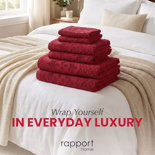 Rapport Home Versailles Jacquard 6-Piece Cotton Towel Bale Set in Red – 7
