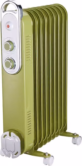Rediffusion 2000W Green Freestanding Oil Filled Metal Radiator with Thermostat and Overheat Protection