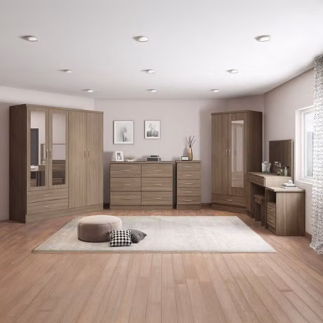 Seconique Nevada 4 Door 2 Drawer Wardrobe in Rustic Oak Brown