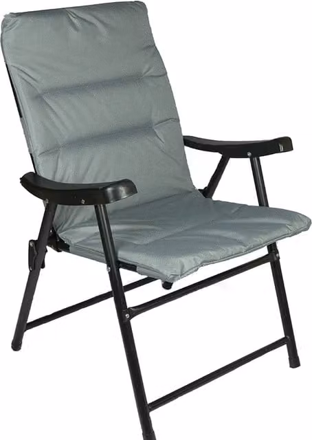 HyFive Grey Folding Outdoor Garden Deck Chair with Armrests and Luxury Padding