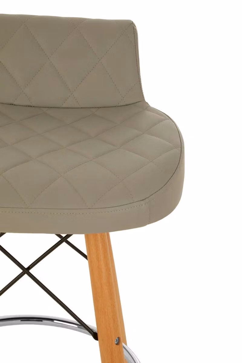 Orsina Grey Leather Effect Bar Stool with Beech Wood and Metal Legs – 3