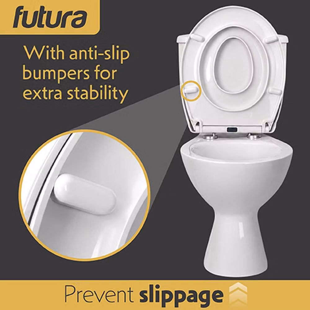 Futura Oval Soft Close Toilet Seat with Built-In Child Seat in White, 50 cm – 5