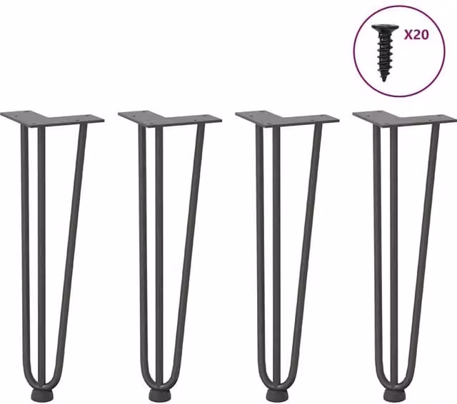 Berkfield Home Hairpin Table Legs, 4 Pieces, Anthracite Black, Solid Steel, Height: 42 cm