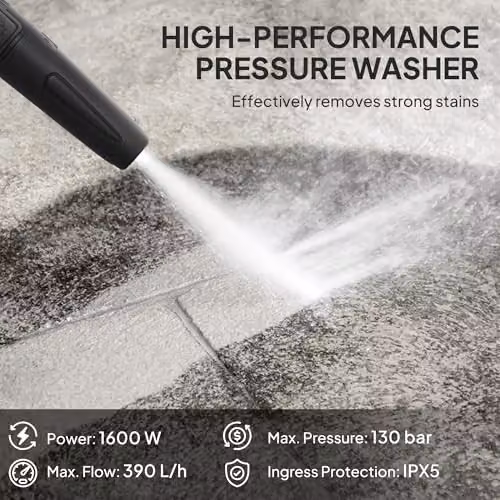 Outsunny 1600W High Pressure Washer, 130 Bar Pressure, 390 L/h Flow, Green – 3