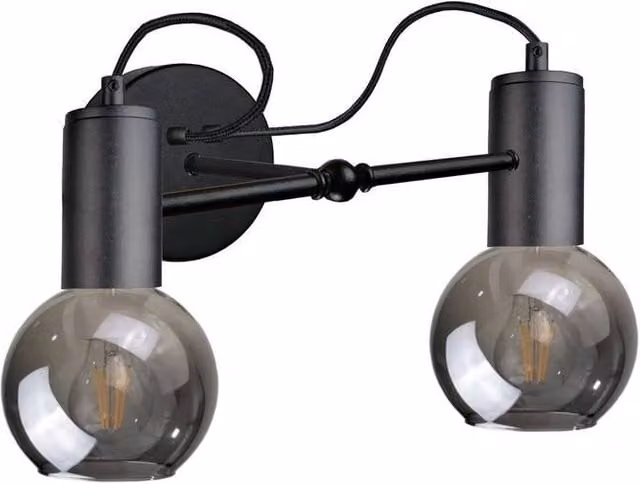 Netlighting Liv Modern Wall Lamp in Black with 2x E27 Sockets, Diameter: 25 cm