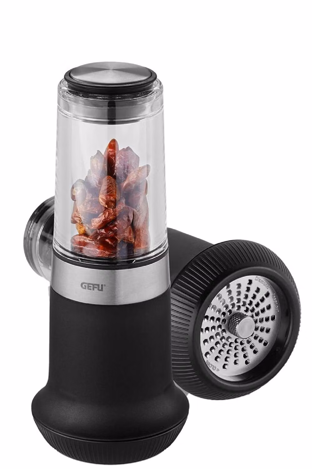Gefu X-Plosion Chilli Mill with Airtight Lid in Black and Silver – 3