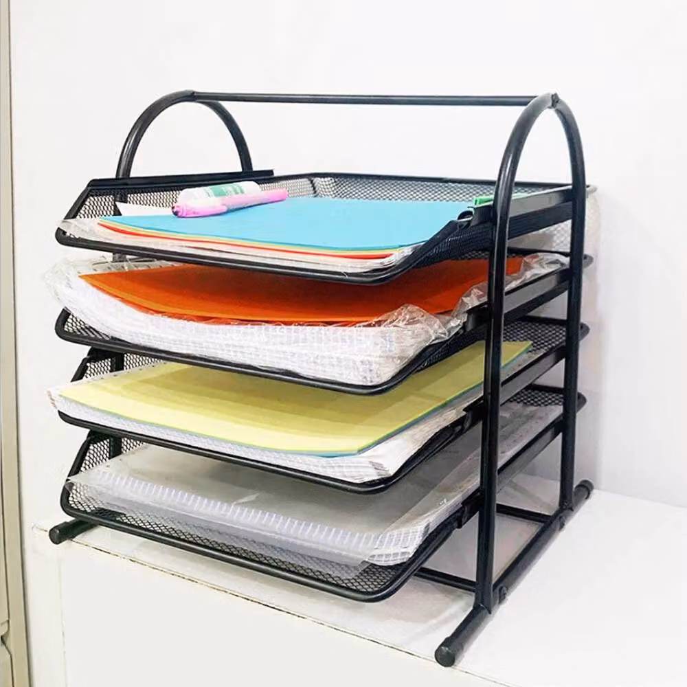 EONLION 4-Tier Metal Wire Mesh Filing Tray Holder for A4 Documents, Black, Width: 20 cm – 3