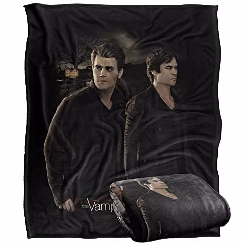 LOGOVISION Vampire Diaries Brothers Super Soft Fleece Throw Blanket, White and Multicolour, W: 152 cm, D: 127 cm