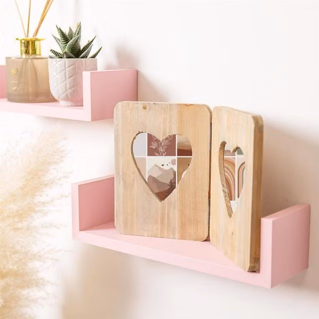 Nicola Spring Rustic Heart Folding 2-Photo Frames, Pack of 2, Brown and White, Fits 10 x 15 cm Photos