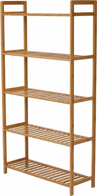 Livingandhome 5-Tier Freestanding Wooden Shoe Rack in Brown and Multicolour