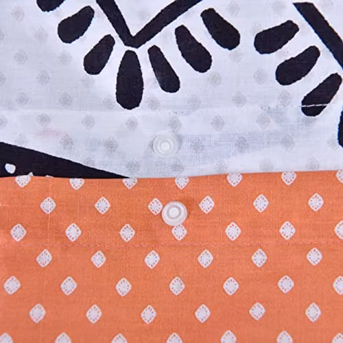 Smart Living Reversible Tribal Elephant Polycotton Duvet Cover and Pillowcase Set in Orange and White, W/D/H: 200 x 200 cm – 3