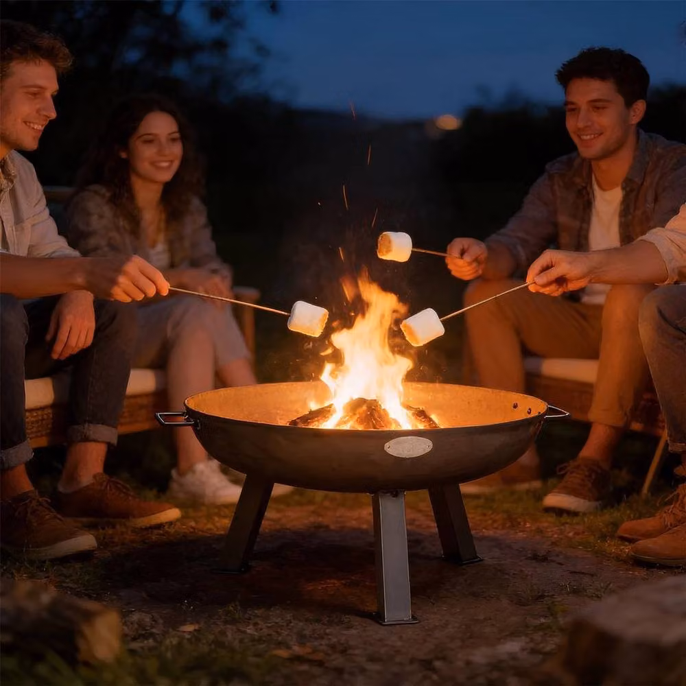 FLAVORA Cast Iron Garden Fire Pit and Fire Bowl in Grey, Diameter: 75 cm – 3