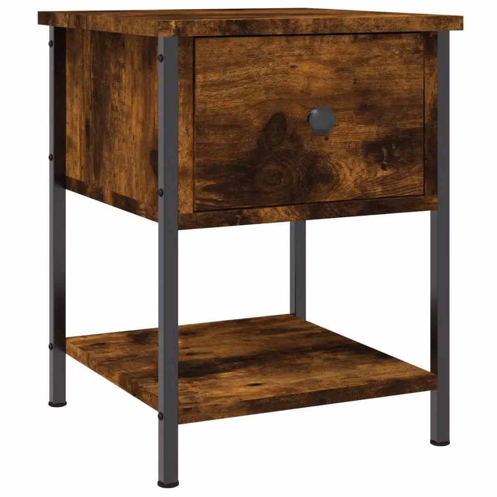 Berkfield Home Smoked Oak Bedside Table in Brown, W/D/H: 34 x 35.5 x 45 cm – 2