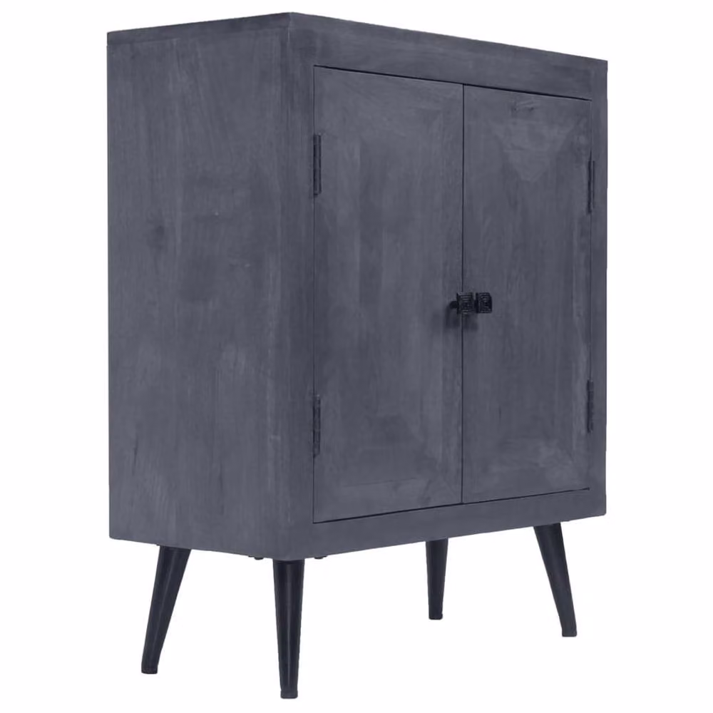 Berkfield Home Mid Century Solid Mango Wood Sideboard in Grey, W/D/H: 60 x 30 x 76 cm – 5