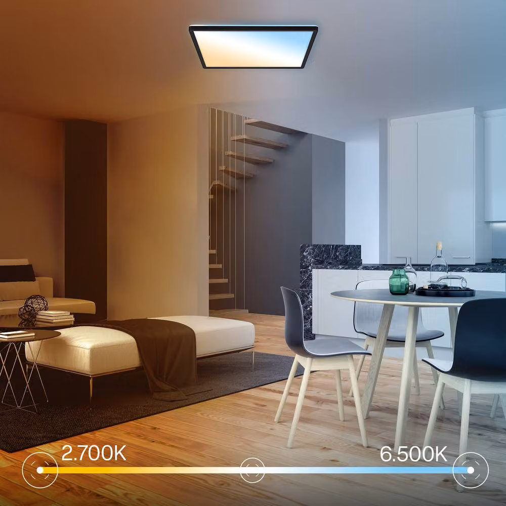 B.K.Licht Black LED Slim Ceiling Panel with Remote Control, Dimmable CCT, IP44, W/D/H: 42 x 42 x 3 cm – 2