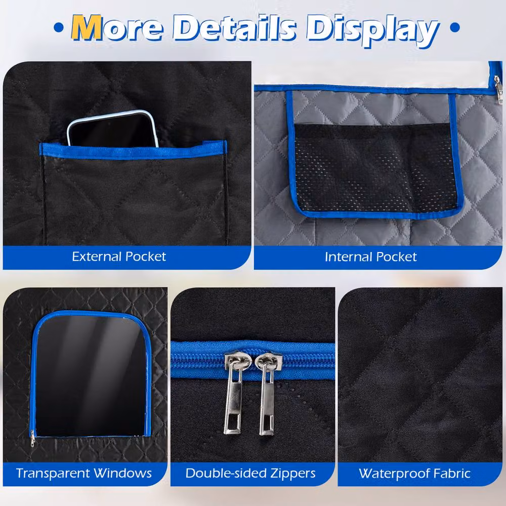 Costway Portable Steam Sauna Box Extra-Large Tent with Remote Control, Blue – 8