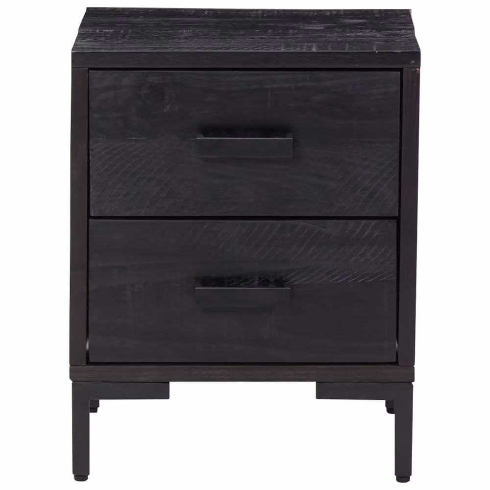 Berkfield Home Black Vintage Solid Pinewood Bedside Cabinet W/D/H: 36 x 30 x 45 cm – 3