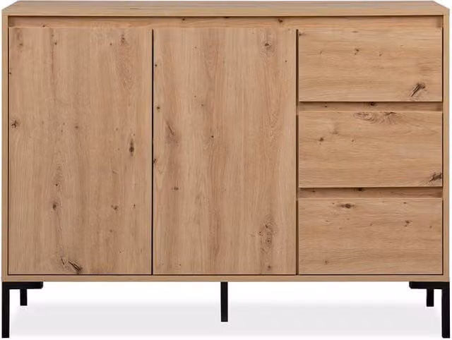 CALICOSY PLOCK Modern 2-Door Sideboard with 3 Drawers, Light Brown Oak Finish – 1