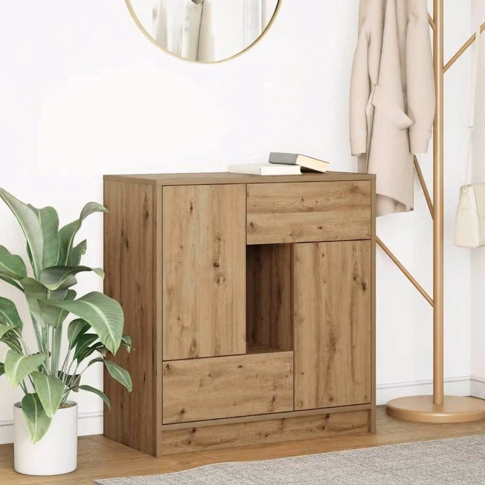 Berkfield Home Artisan Oak Sideboard with Drawers and Doors in Brown W/D/H: 70.5 x 34 x 74.5 cm – 2