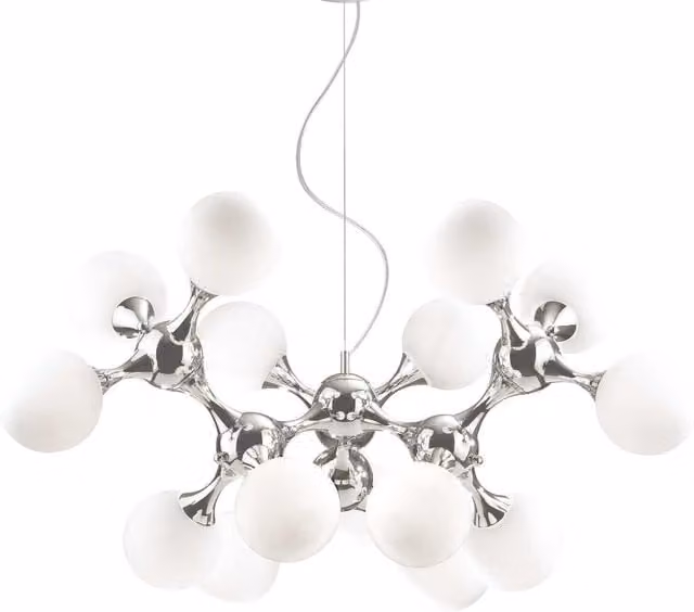 Ideal Lux Nodi Bianco 15 Light Molecular Ceiling Pendant in Chrome and White
